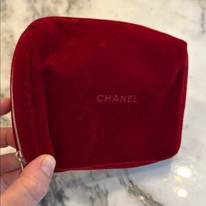 CHANEL Red Velvet Cosmetic Bag